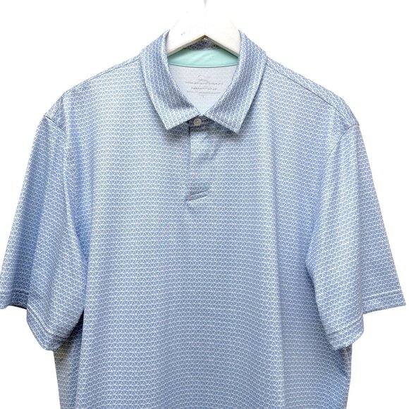 VINEYARD VINES Mens Polo Shirt Large Light Blue Print Performance Golf Preppy - Picture 3 of 9